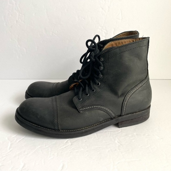 Hawkins Combat Boots Black Leather Lace Up Shoes Outdoor Military Mens 41 US 8 - Picture 8 of 14